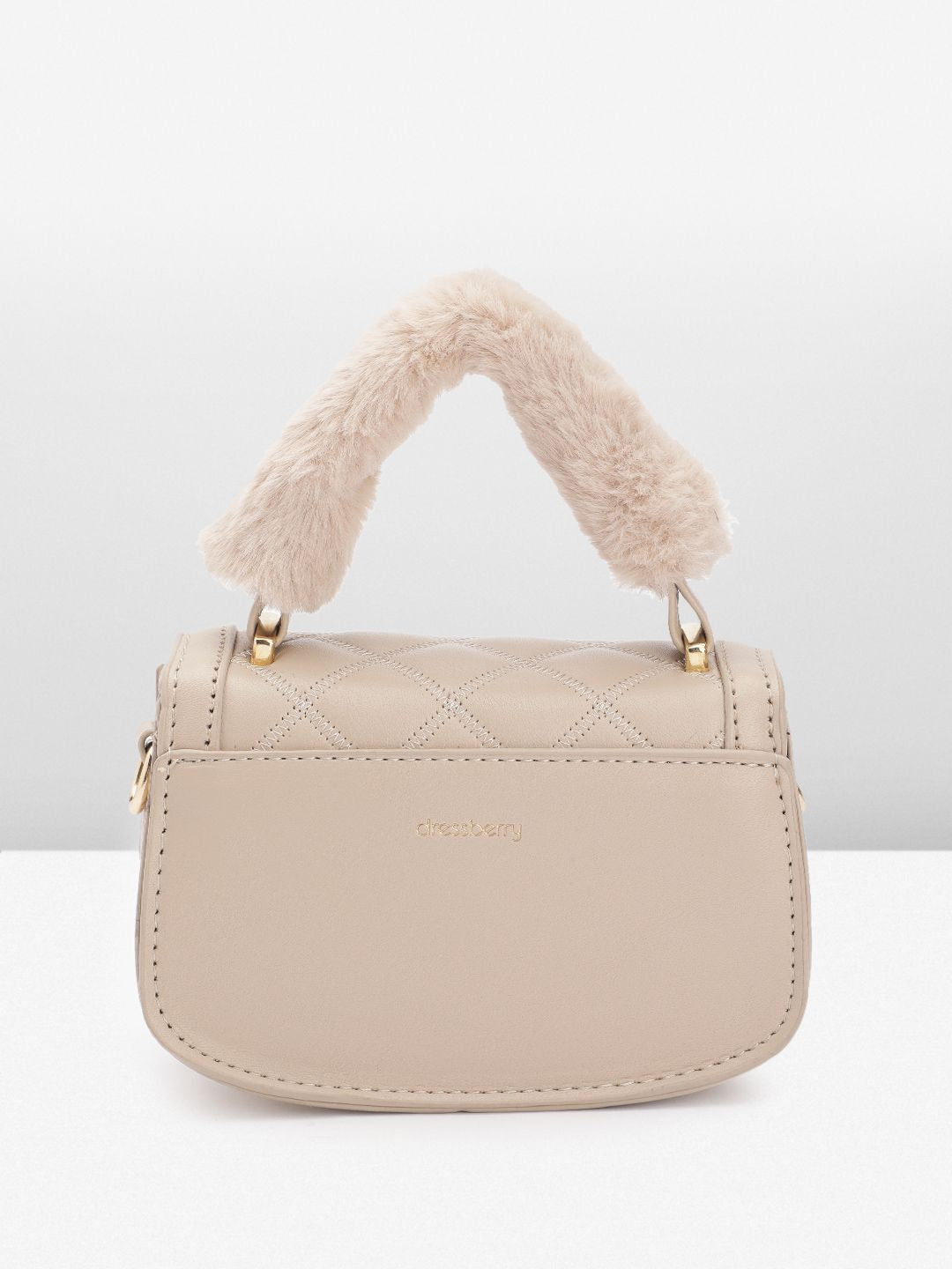 DressBerry Quilted Structured Satchel Bag