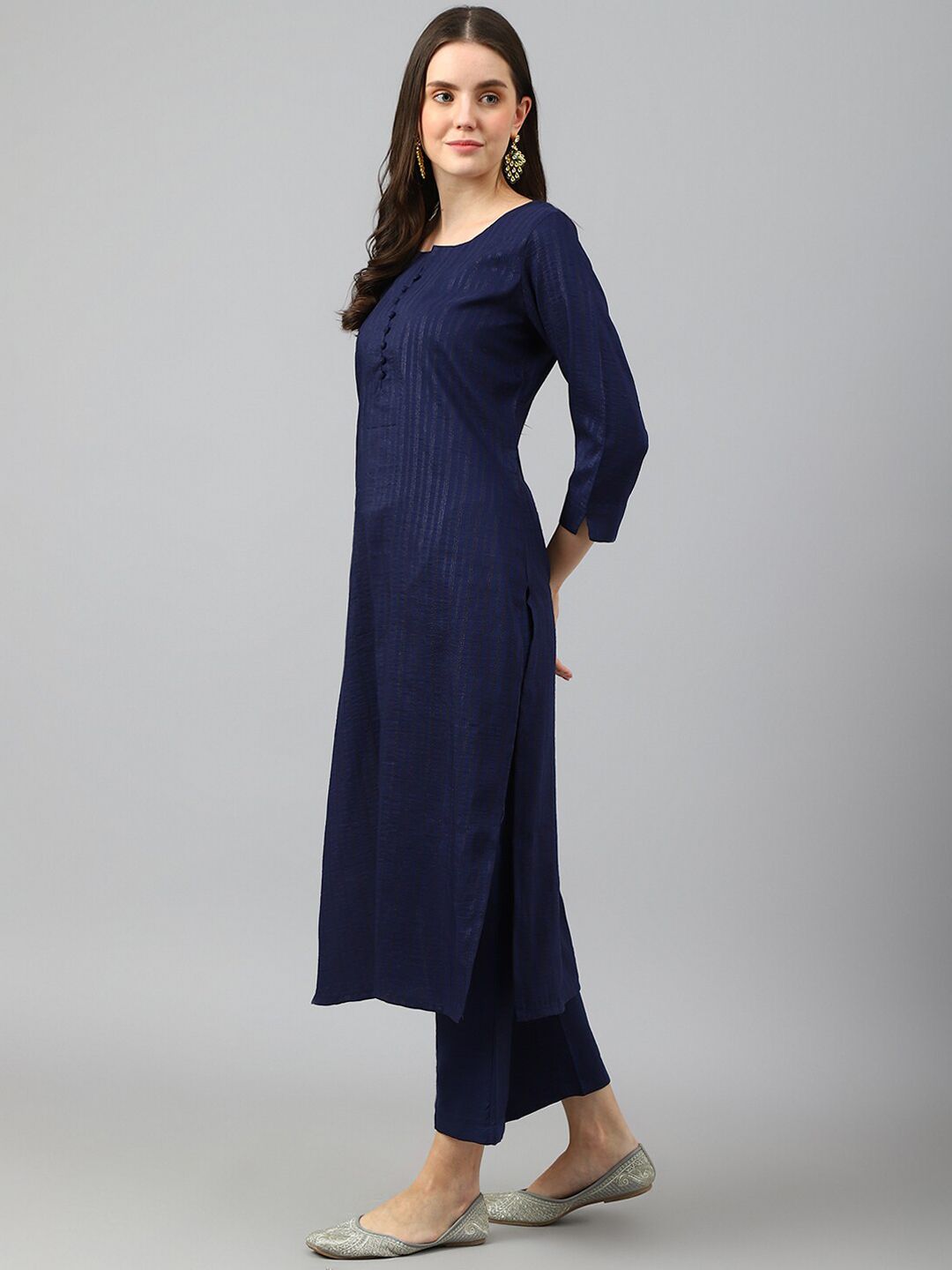 KALINI Striped Regular Kurta with Trousers