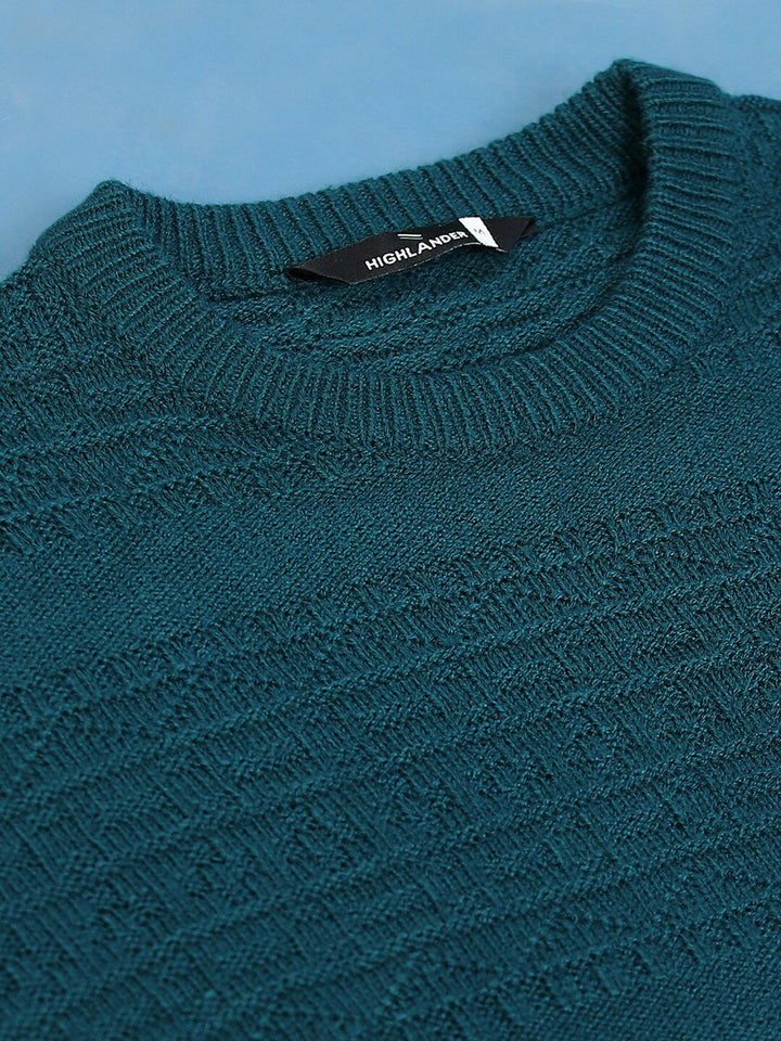 HIGHLANDER Self Design Open Knit Acrylic Pullover Sweater