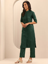 Libas Mandarin Collar Pleated Straight Kurta With Trousers & Dupatta
