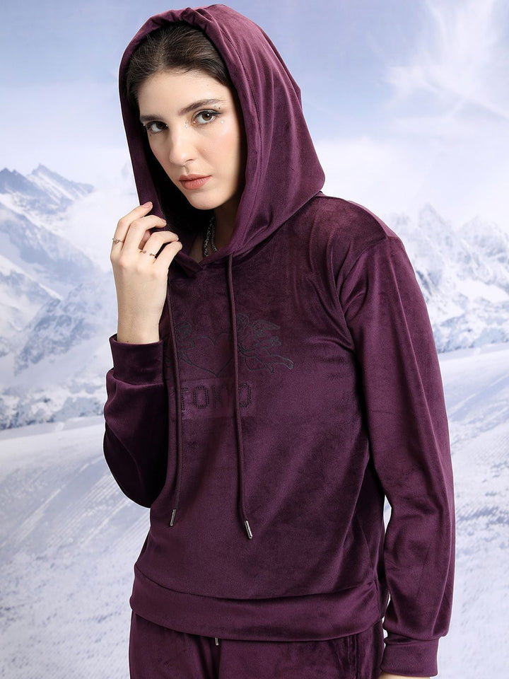 Tokyo Talkies Burgundy Hooded Sweatshirt With Joggers