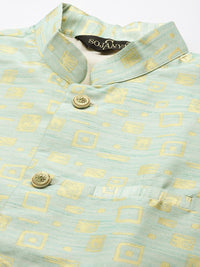SOJANYA Blue & Green Kurta with Churidar