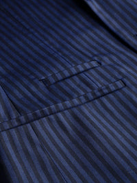 Park Avenue Men Navy Blue & Black Striped Super Slim Fit Single-Breasted Formal Blazer