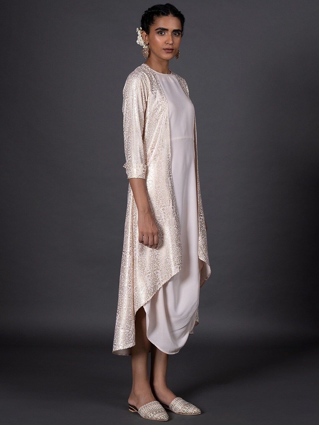W Pink Ethnic A-Line Midi Dress