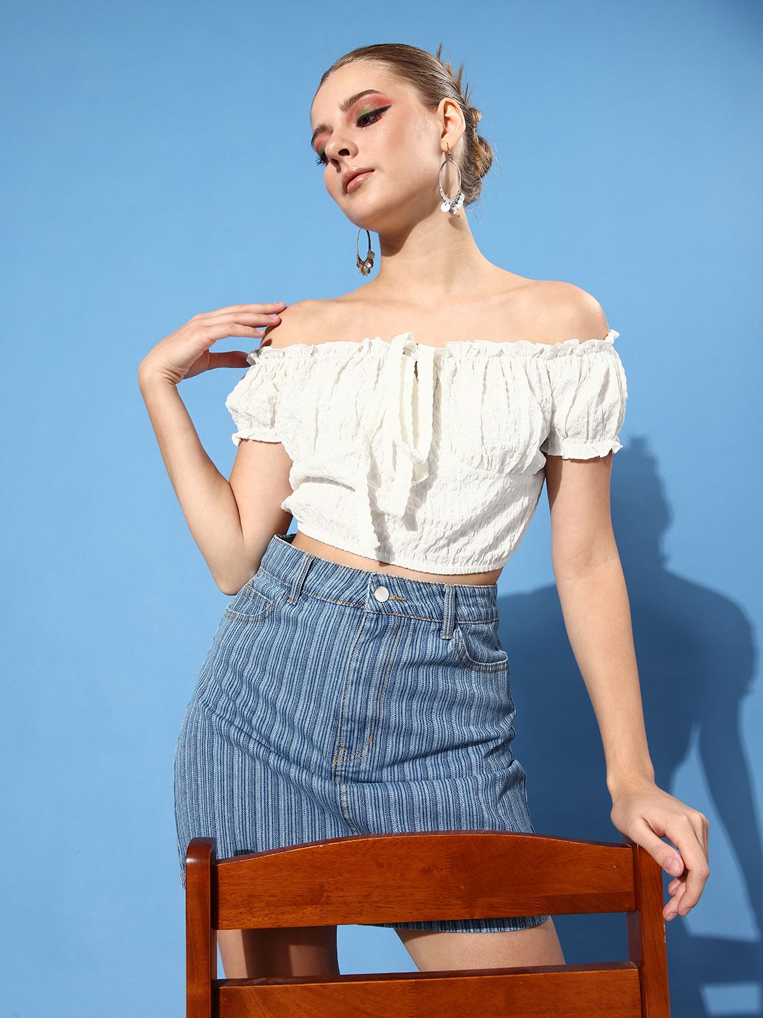 Athena White Solid Twist & Knot Top