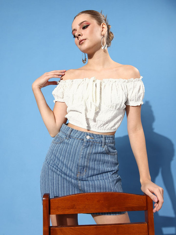 Athena White Solid Twist & Knot Top
