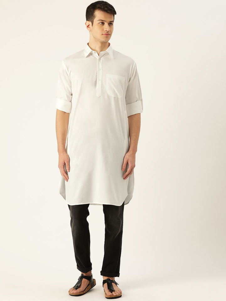 SOJANYA Lelaki Putih Solid Pathani Kurta