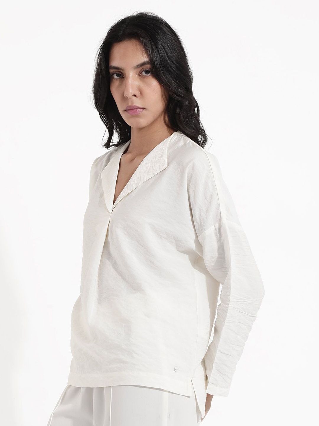 Rareism Shirt Collar Lengan Panjang Kapas Separa