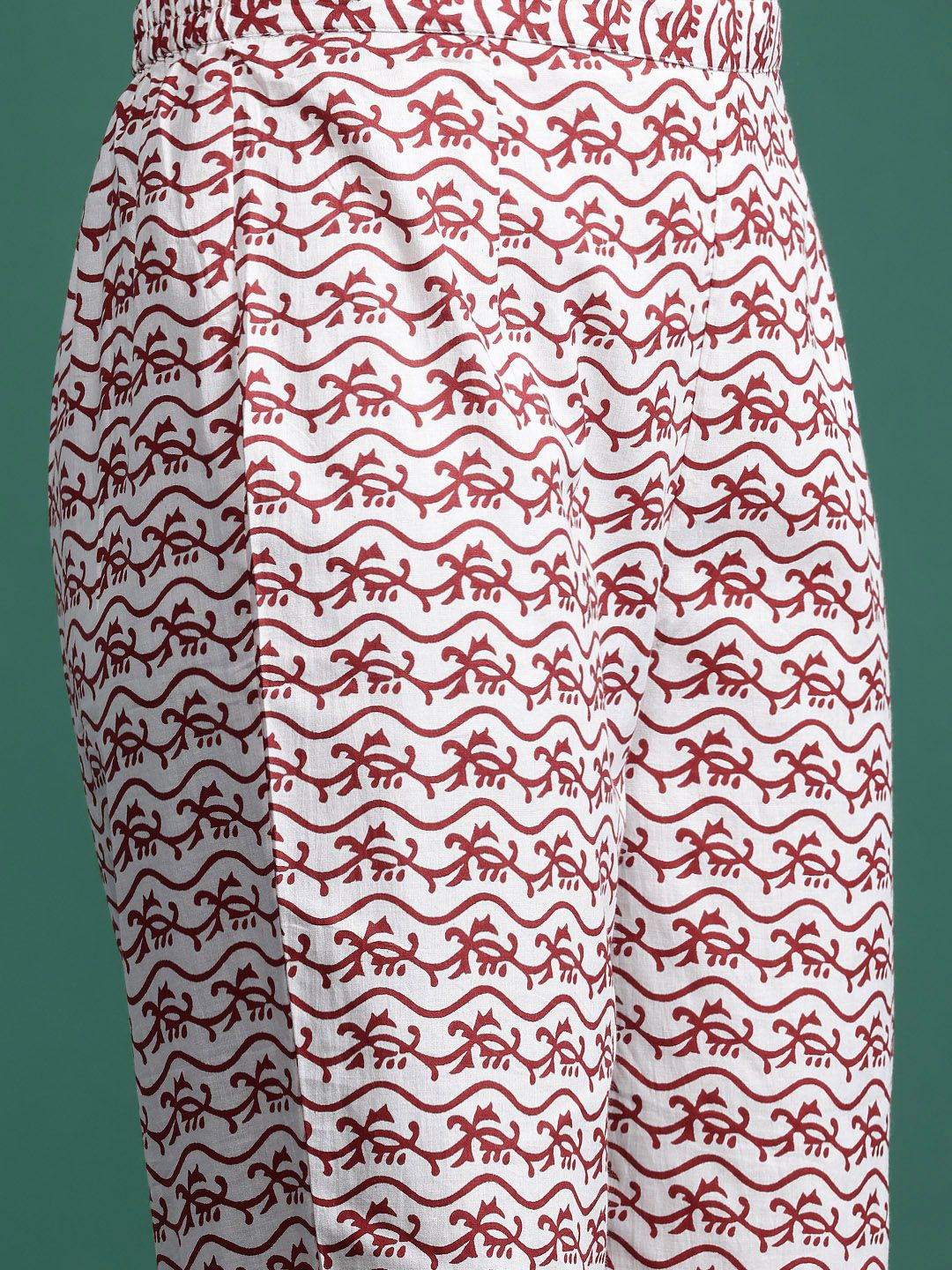 Indo Era Floral Printed Pure Cotton Kurta With Trousers & Dupatta