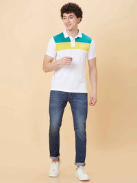 Being Human Colourblocked Polo Collar Cotton T-shirt