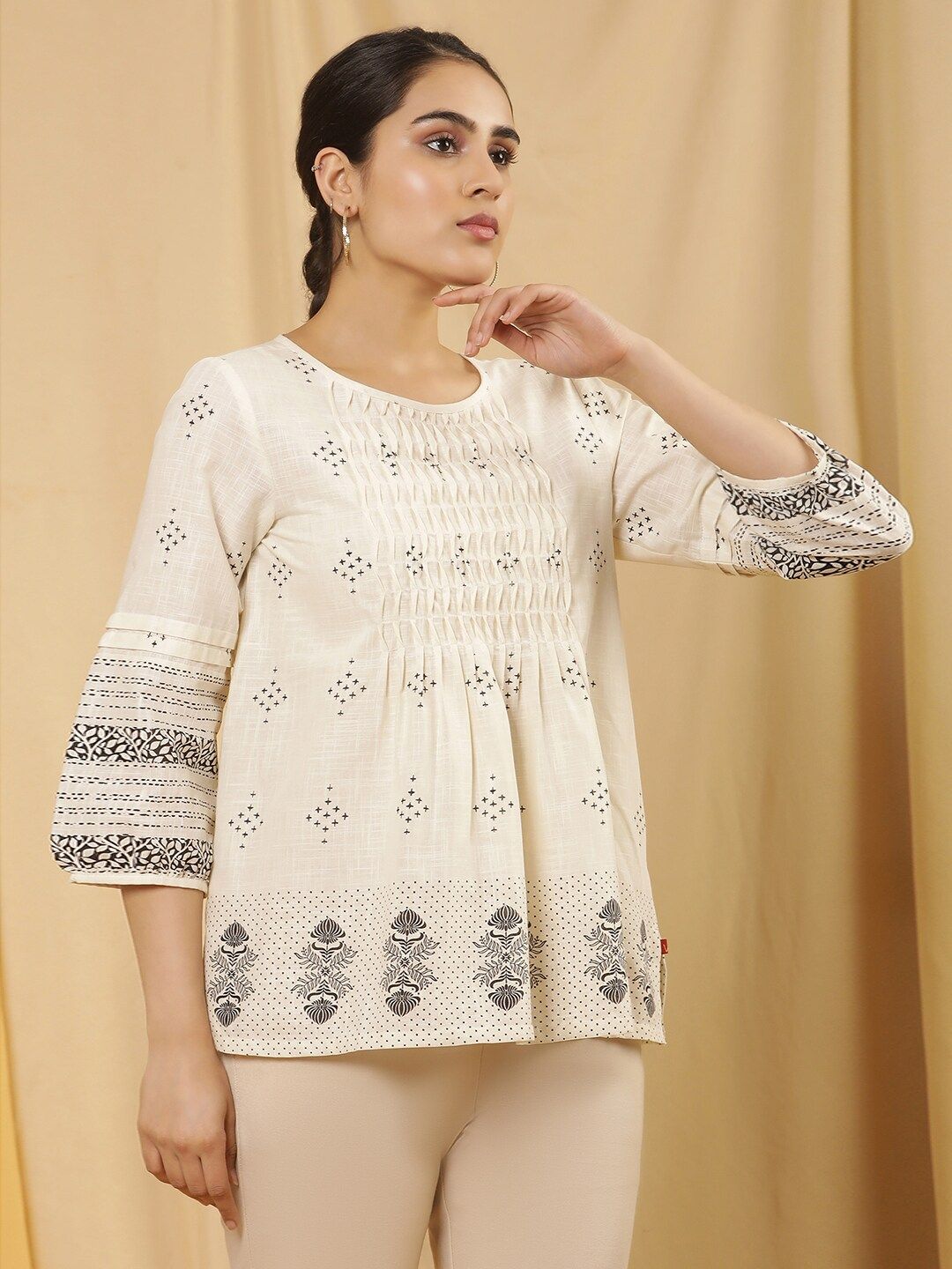 W Ethnic Motifs Printed Cotton Top