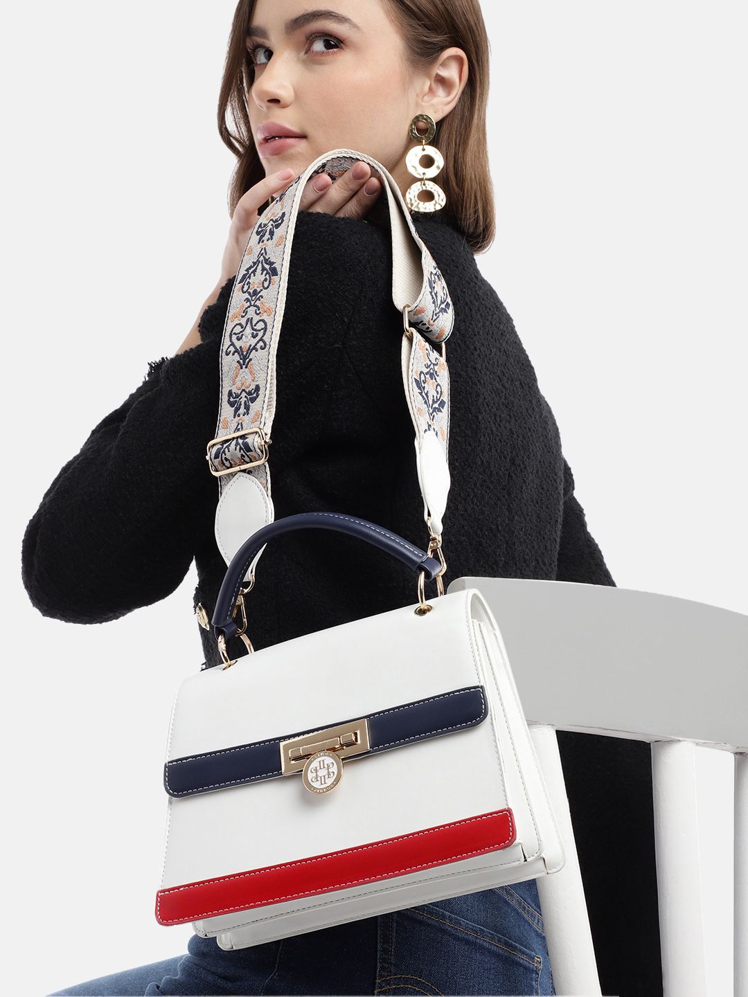 Lino Perros Colourblocked Structured Satchel Bag