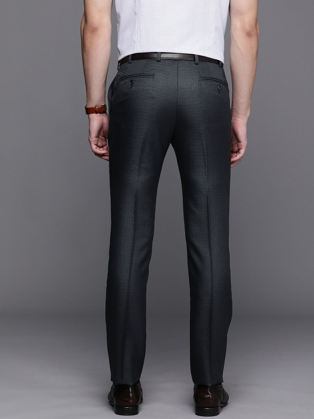 Raymond Men Checked Slim Fit Formal Trousers