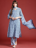 Anouk Printed Pure Cotton Kurta with Trousers & Dupatta