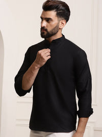 SOJANYA Lengan Roll-Up Kolar Band Kurta Lurus