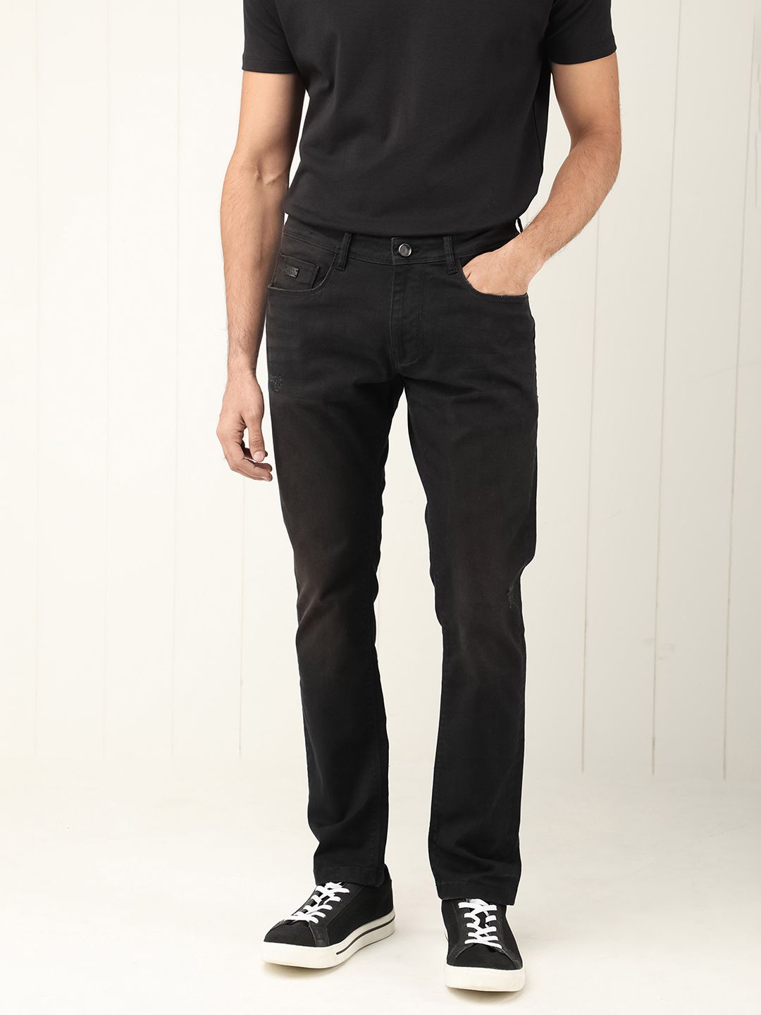 RARE RABBIT Men Ray Mid Rise Slim Fit Cotton Jeans