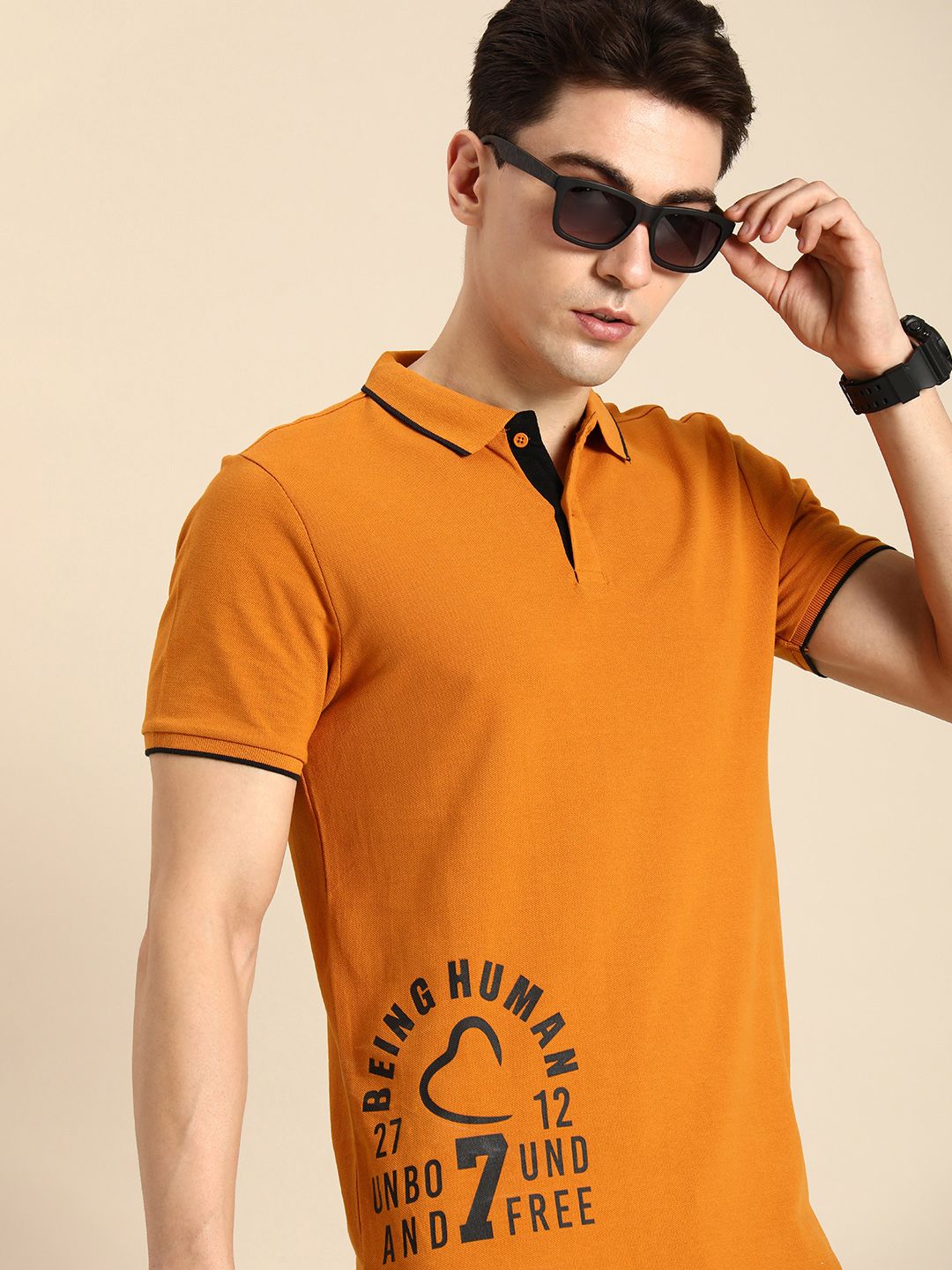 Menjadi Lelaki Pakaian Manusia Logo Jenama Kapas Tulen T-Shirt Kolar Polo