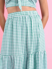 Tokyo Talkies Check Cut Out Cropped Fitted Top With Maxi Skirt