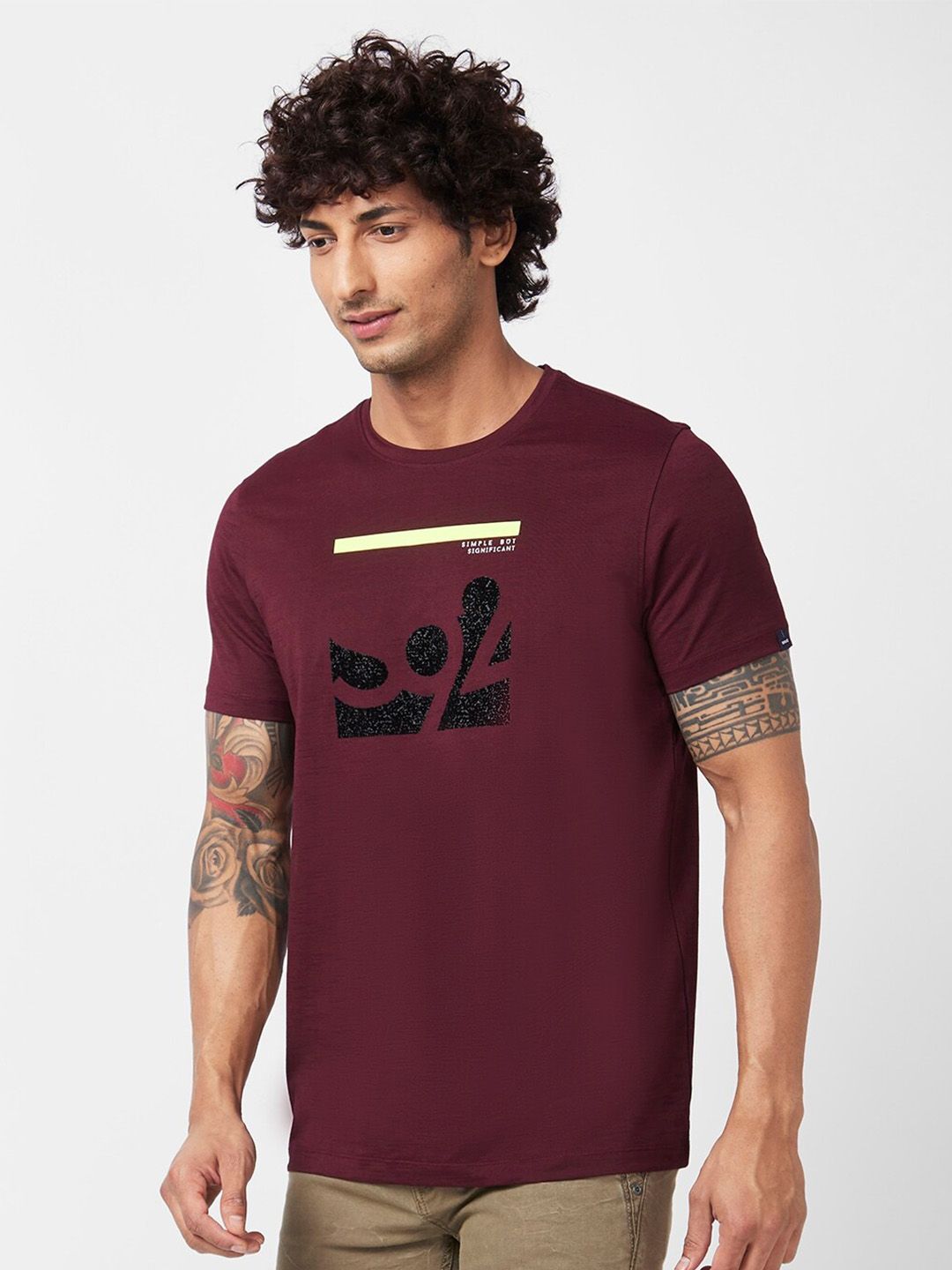 SPYKAR Abstract Printed Slim Fit Cotton T-shirt