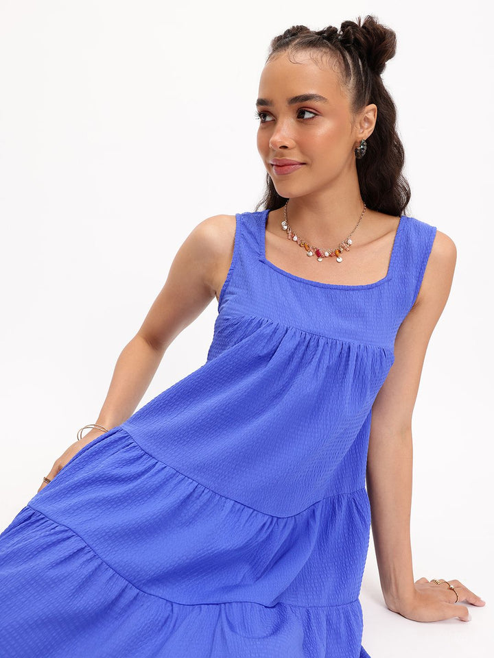 DressBerry Cosmic Cobalt Tiered Treat Mini Dress