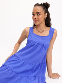 DressBerry Cosmic Cobalt Tiered Treat Mini Dress