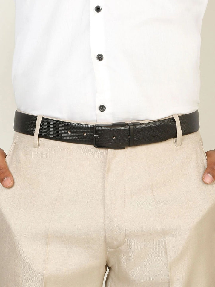 Teakwood Leathers Men Textured Leather Reversible Formal Belt