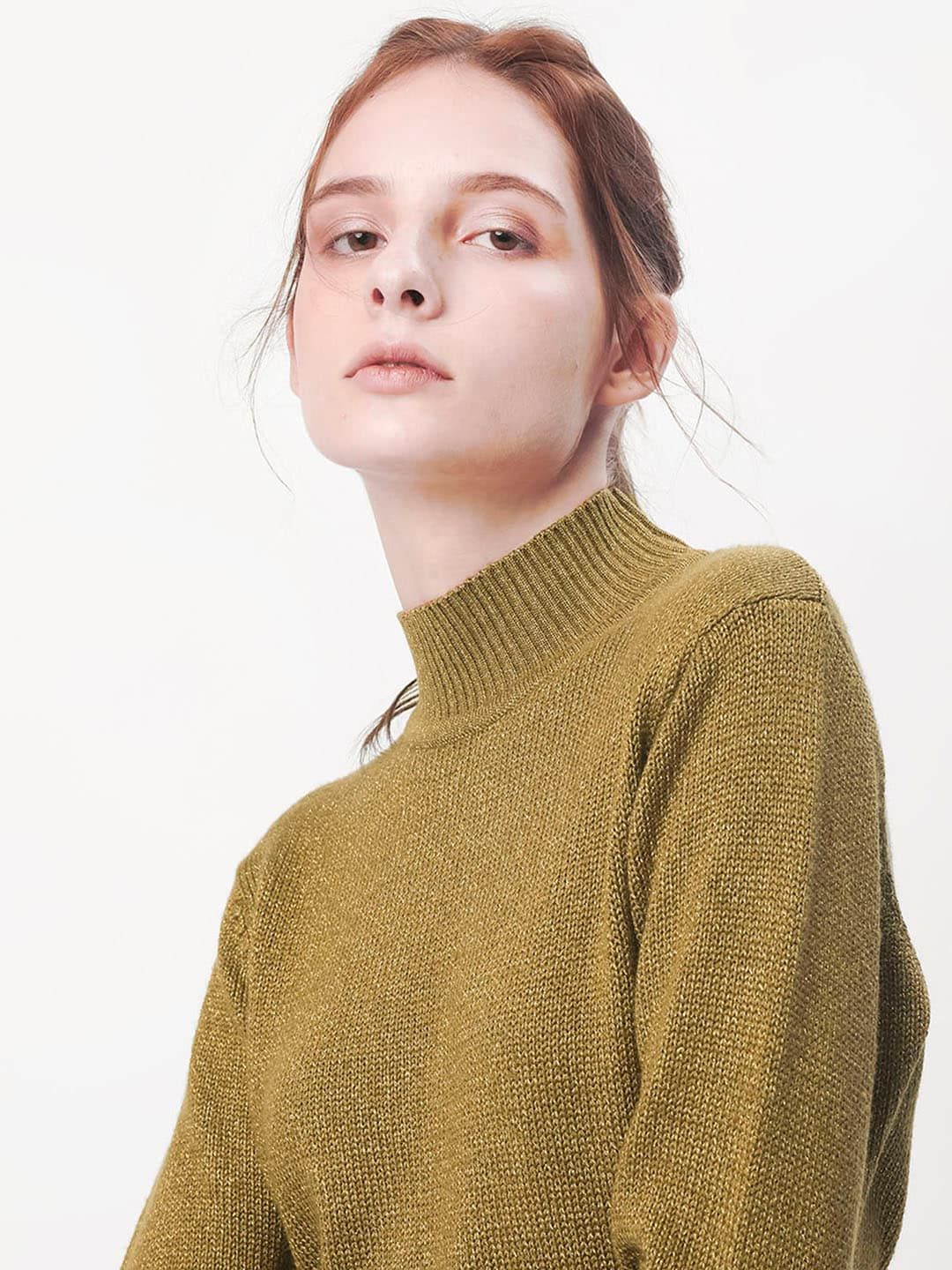RAREISM Hight Neck Acrylic Longline Pullover