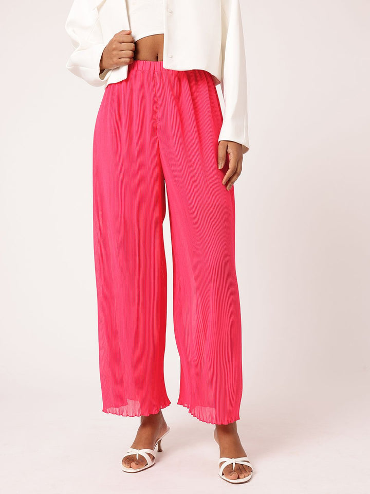DressBerry Women Enchanting Accordion Rhythm Wide Leg Trousers