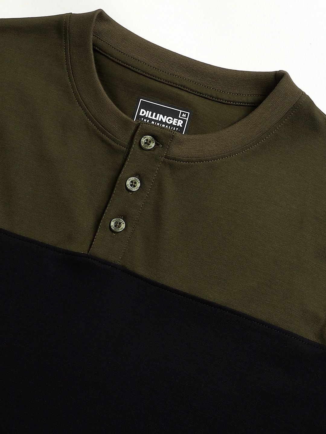DILLINGER Men Colourblocked Super Combed Cotton Henley T-Shirt