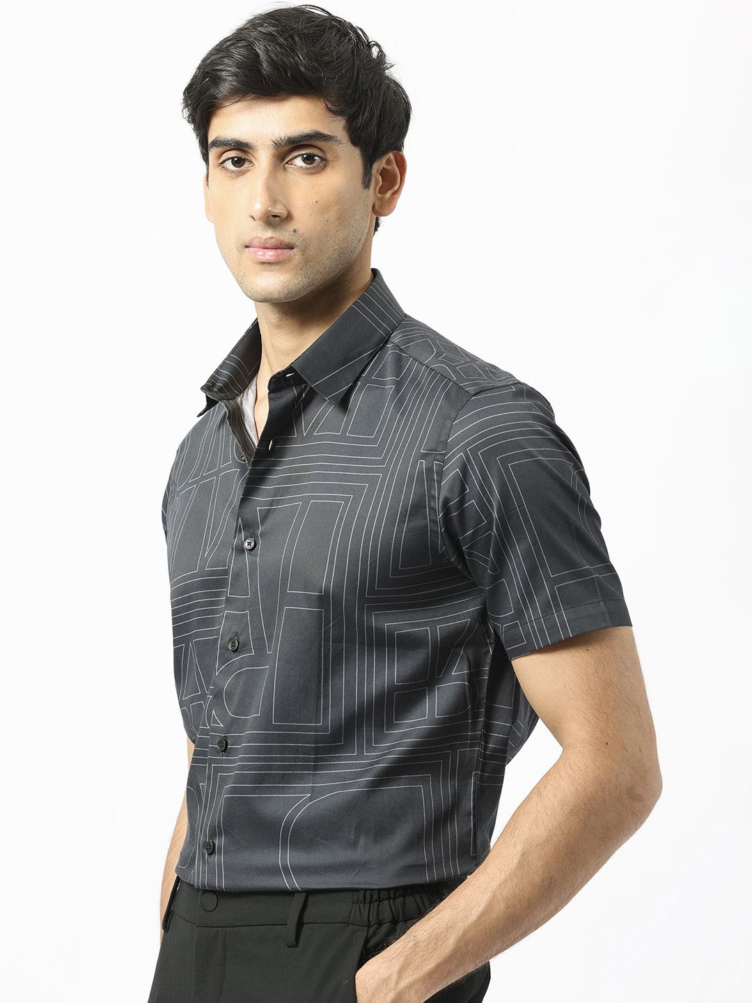 RARE RABBIT Men Osuna Slim Fit Geometric Printed Cotton Shirt