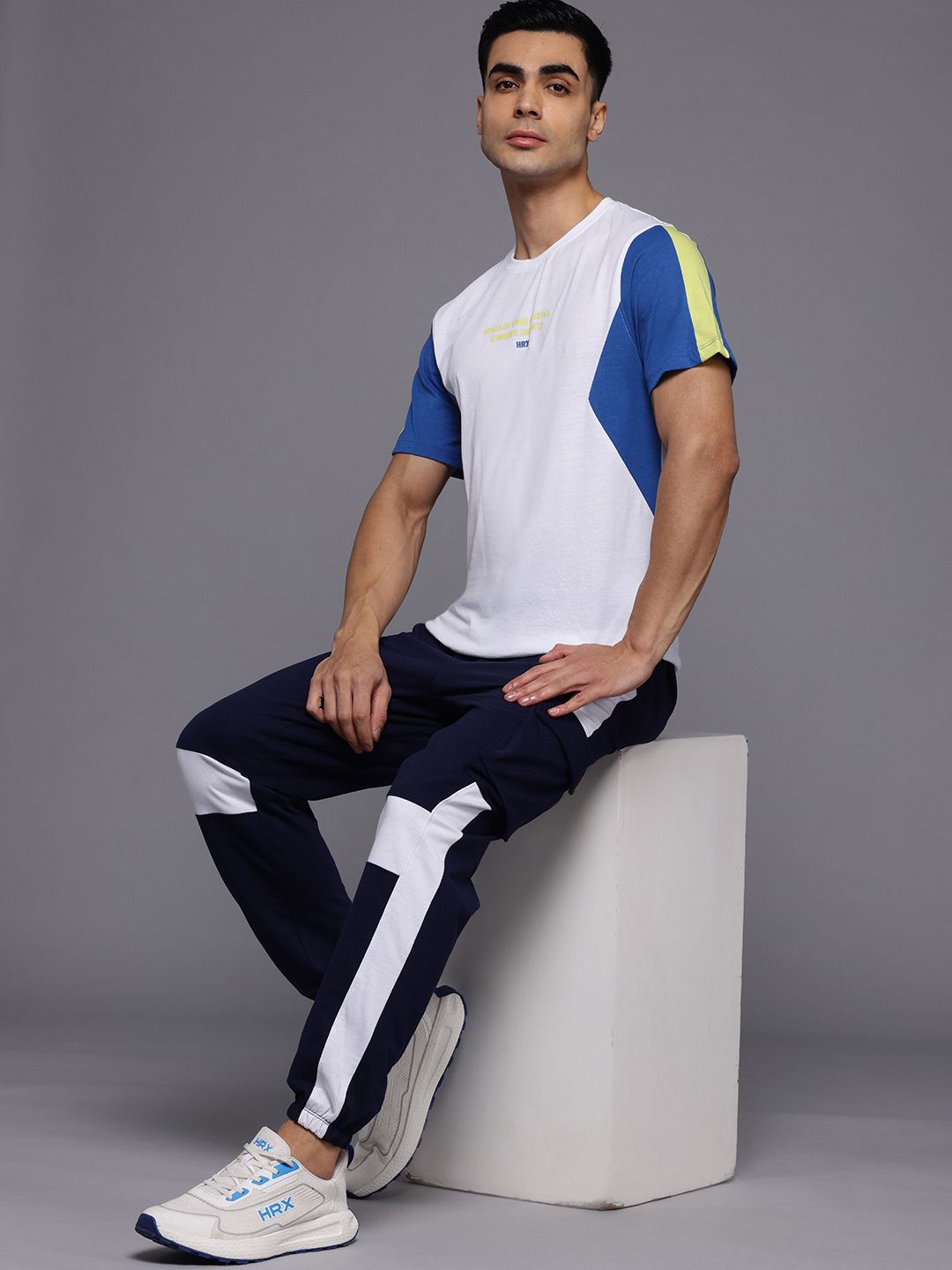 HRX by Hrithik Roshan Typography Printed Colourblocked T-shirt