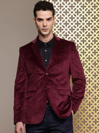House of Pataudi Notched Lapel Single-Breasted Velvet Finish Jashn Party Blazer