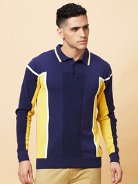 Being Human Men Colourblocked Polo Collar Pockets T-shirt