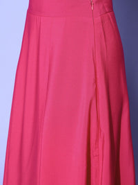 Berrylush Women Pink Solid Top with Skirt