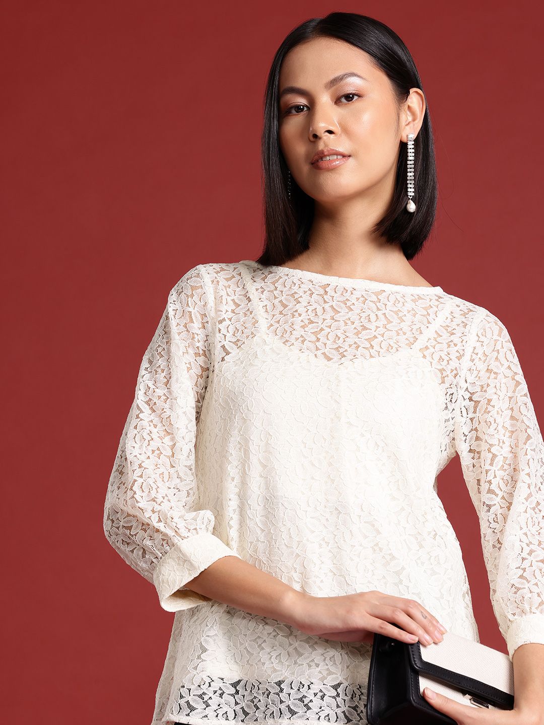all about you Floral Puff Sleeve Lace Top
