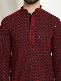 SOJANYA Kurta Kapas Tulen Bersulam Labuci dengan Churidar
