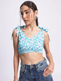 DressBerry Floral Frenzy Tie-Up Detail Smocked Crop Top