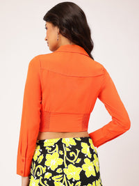 DressBerry Nomadic Smocked Back Shirt Style Crop Top