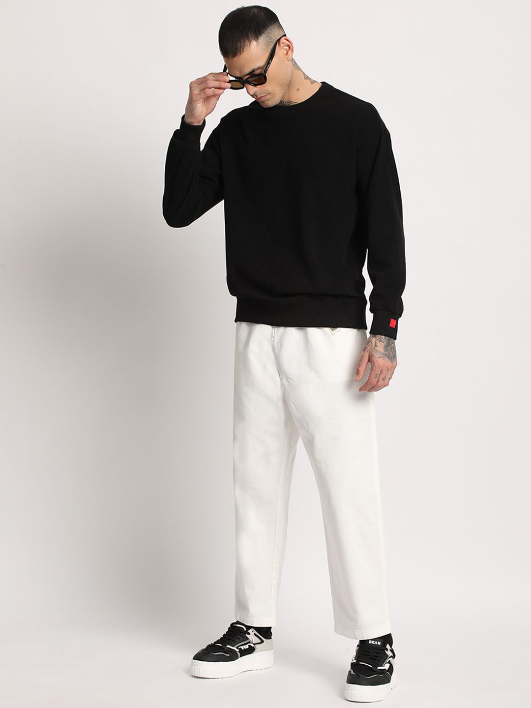 THE BEAR HOUSE Men Straight Fit Mid Rise Cotton Trousers