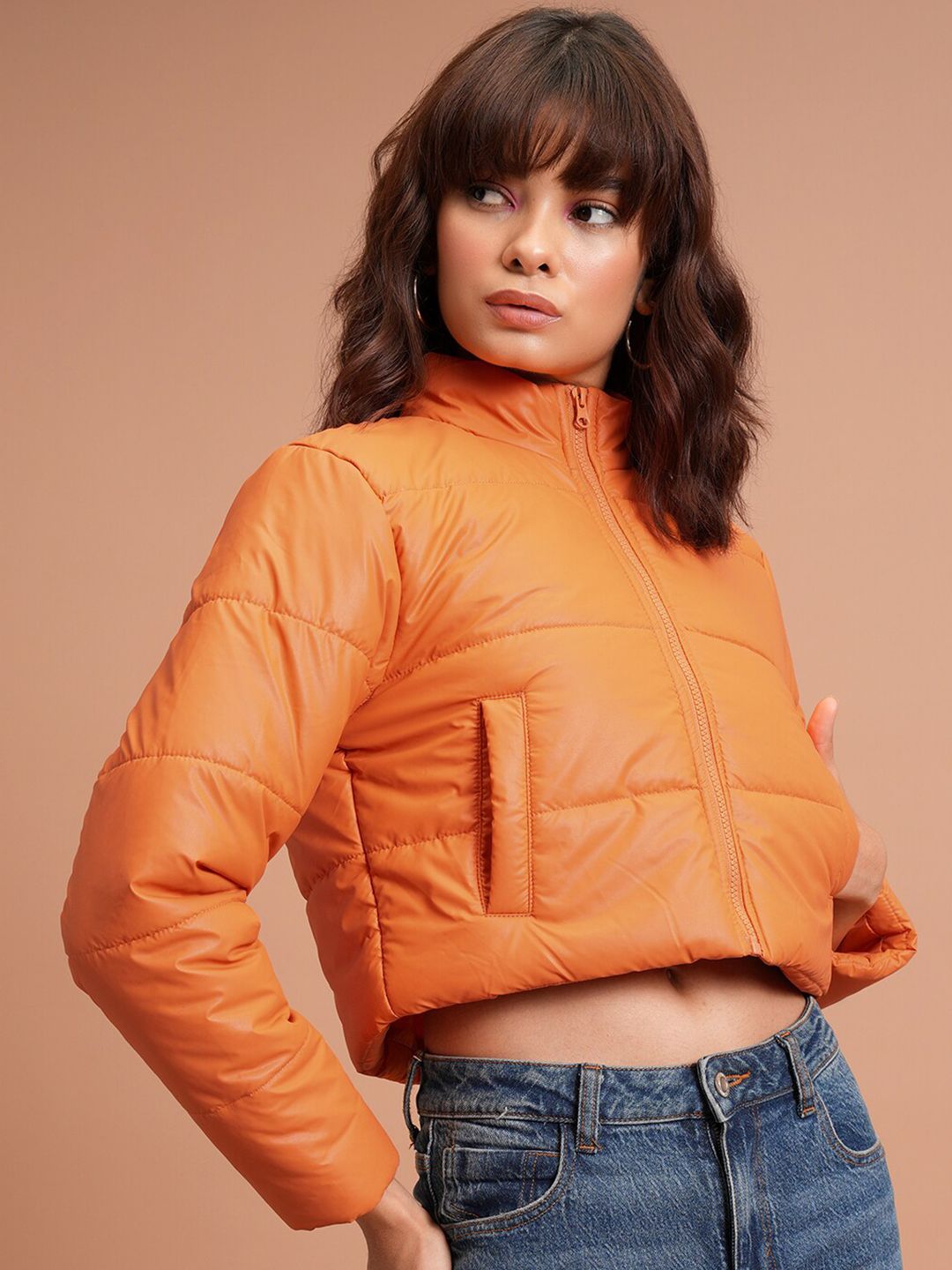Tokyo Talkies Orange Crop Padded Jacket