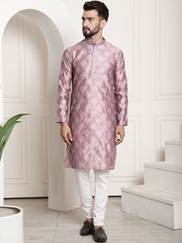 SOJANYA Ethnic Motif Woven Design Mandarin Collar Kurta With Pyjamas