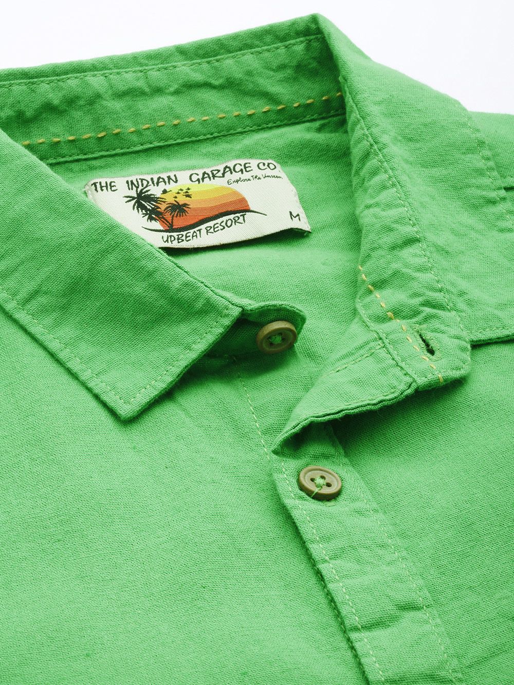 The Indian Garage Co Men Slim Fit Solid Linen Resortwear Shirt
