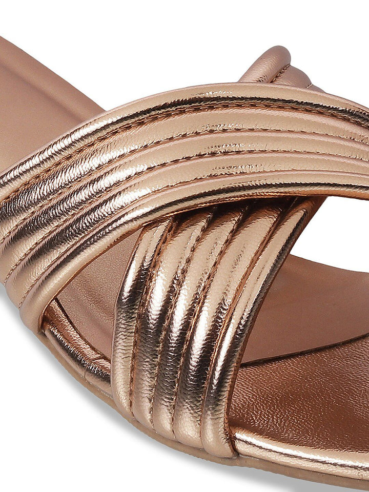 Metro Rose Gold Block Sandals