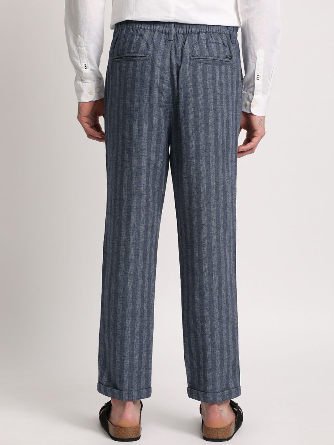 THE BEAR HOUSE Men Striped Tapered Fit Trousers
