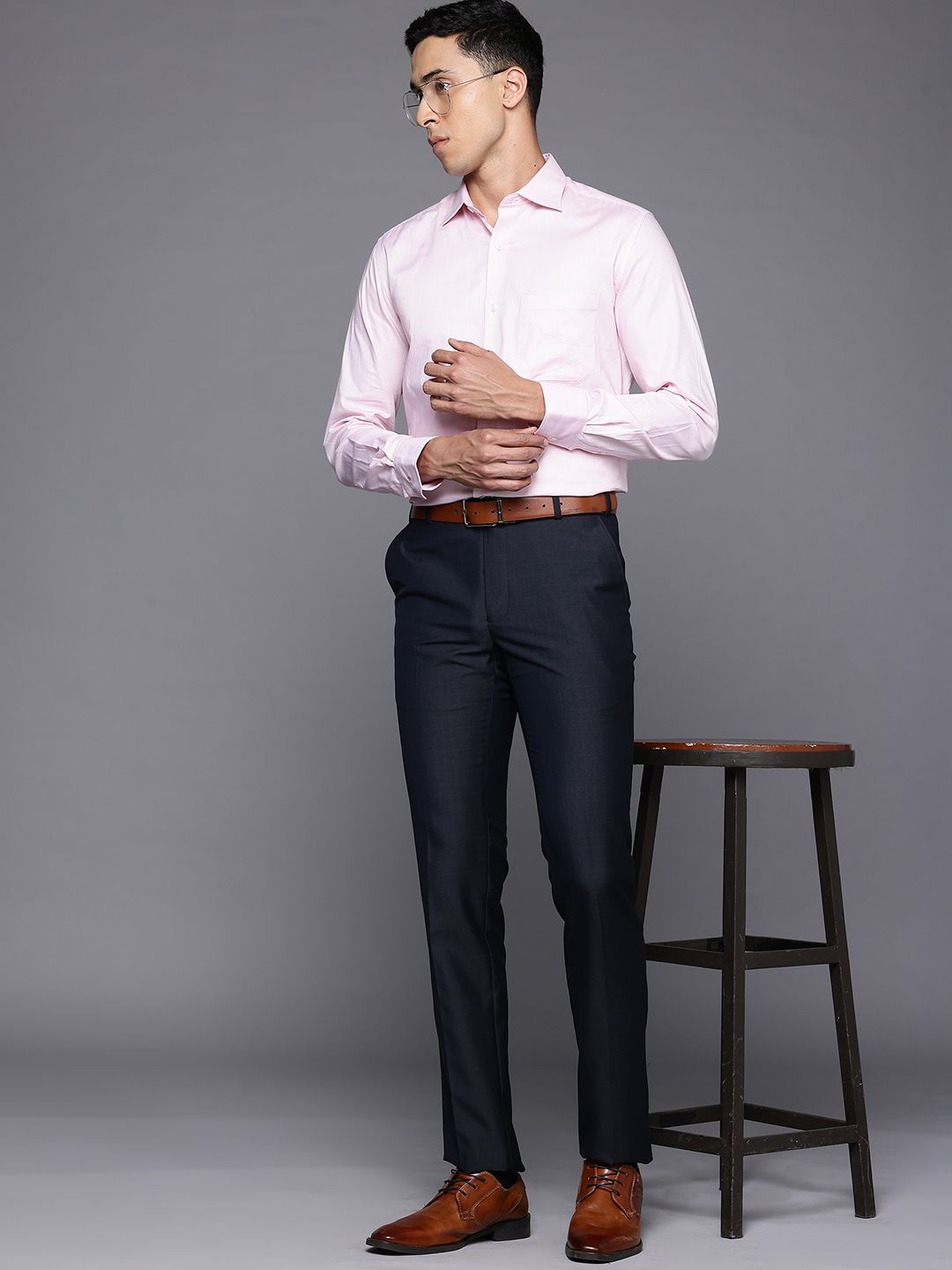 Raymond Men Checked Slim Fit Trousers