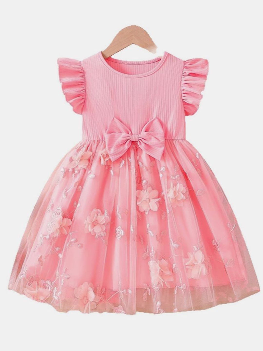 YK Girls Embellished Fit & Flare Dress