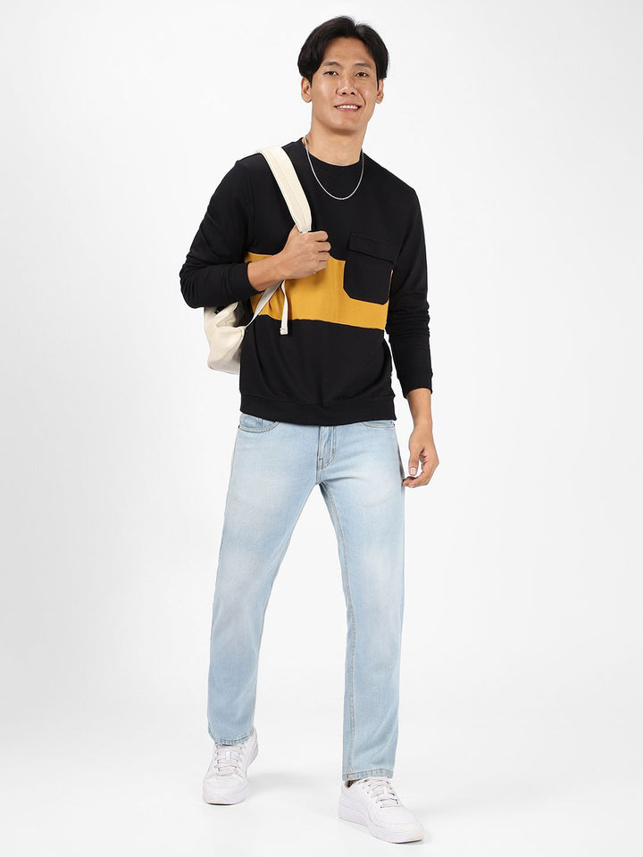 Urbano Fashion Men Colourblocked Pocket Sweatshirt