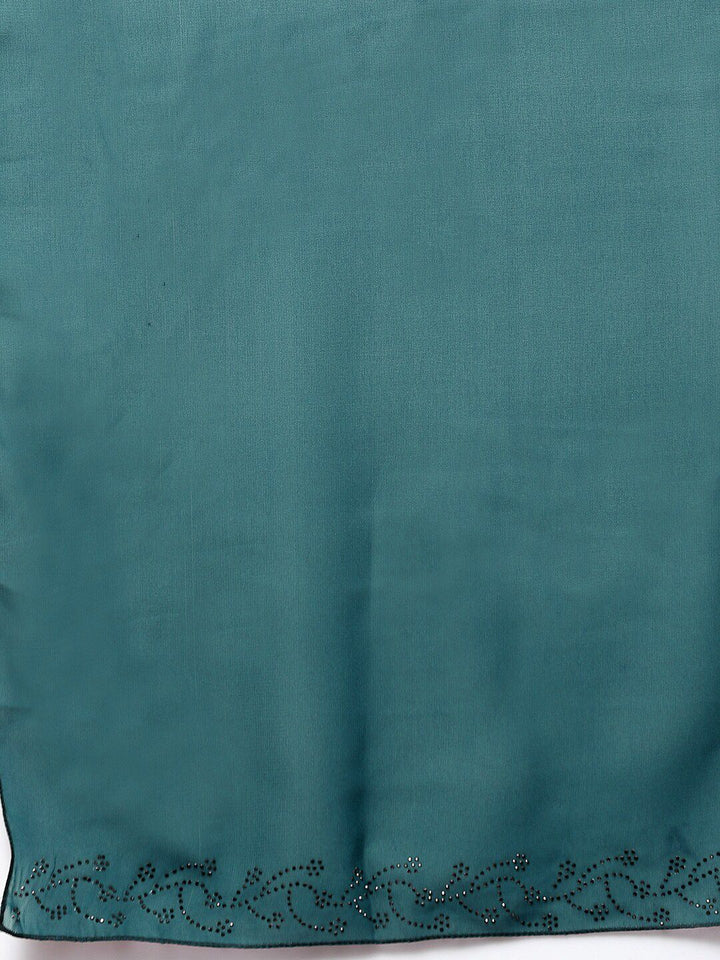 KLOTTHE Women Turquoise Blue Embellished Abaya Burqa With Hijab