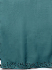 KLOTTHE Women Turquoise Blue Embellished Abaya Burqa With Hijab