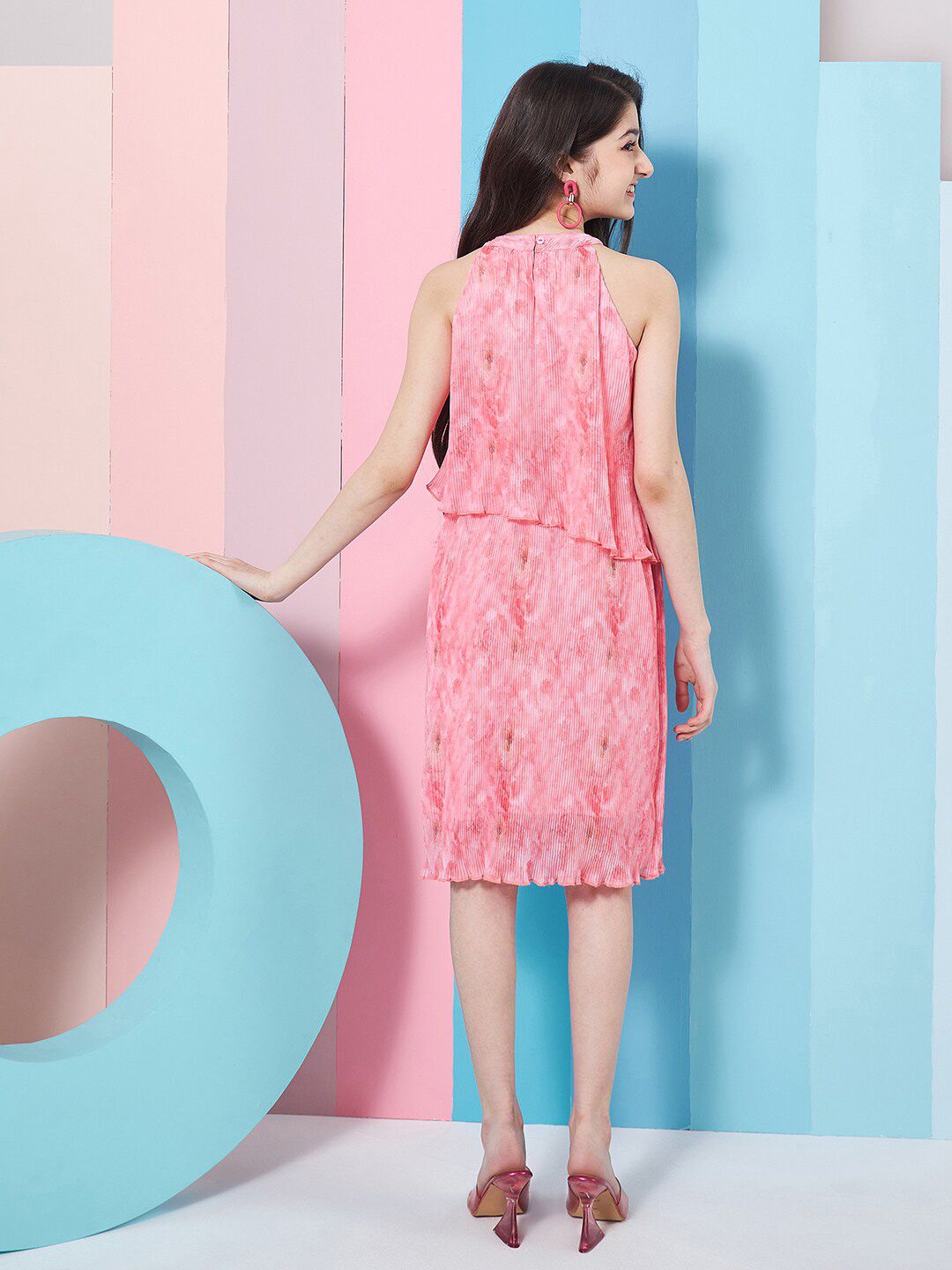 pspeaches Girls Round Neck A-Line Midi Dress